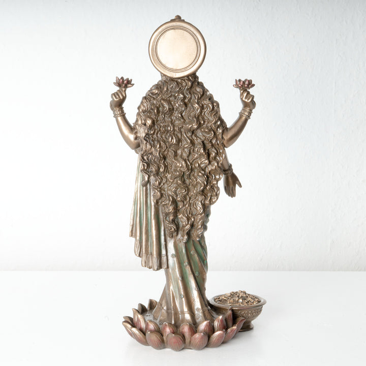 Estatua de la diosa Lakshmi – Símbolo de prosperidad (Escultura de bronce fundido en frío)