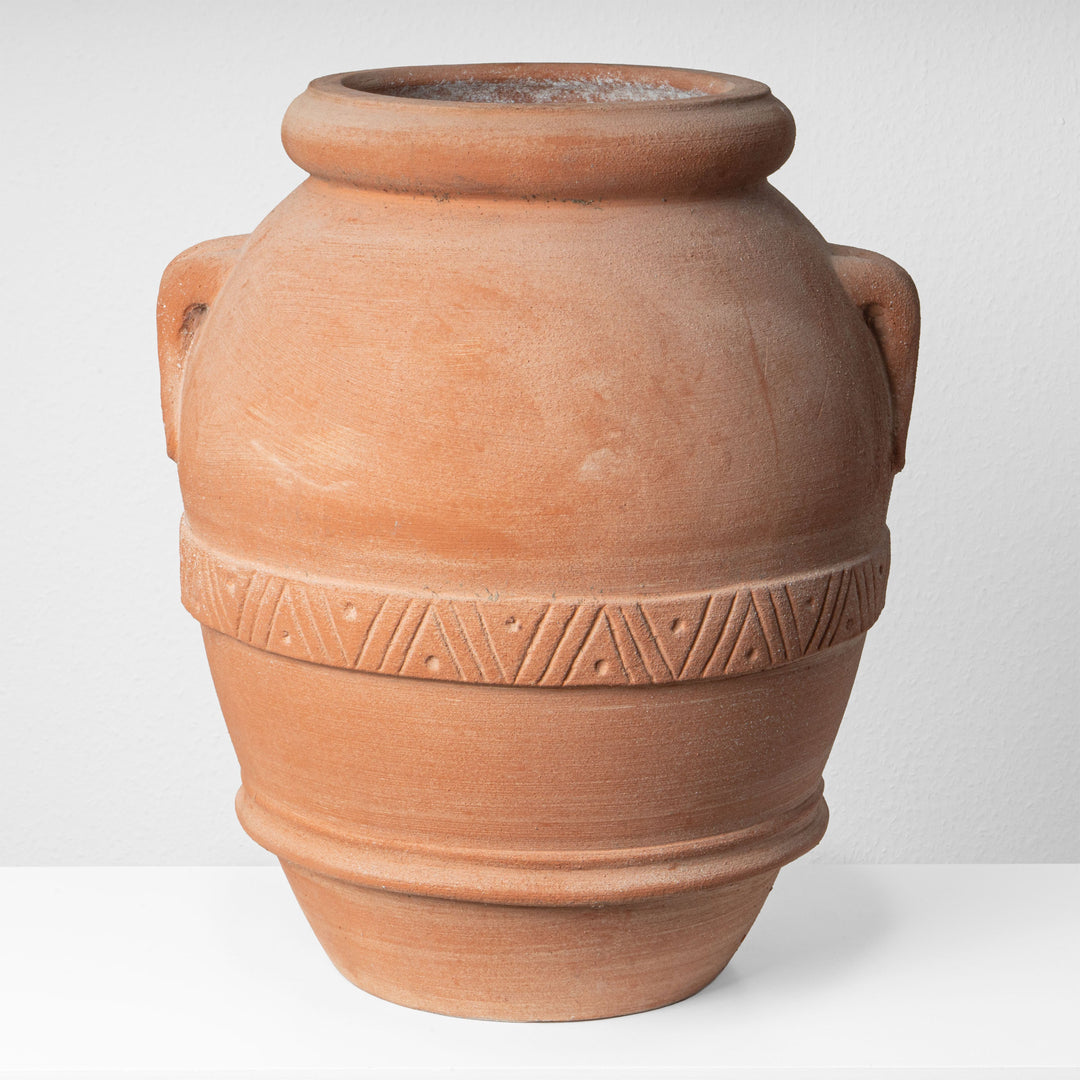 Jarra toscana clásica de terracota con asas