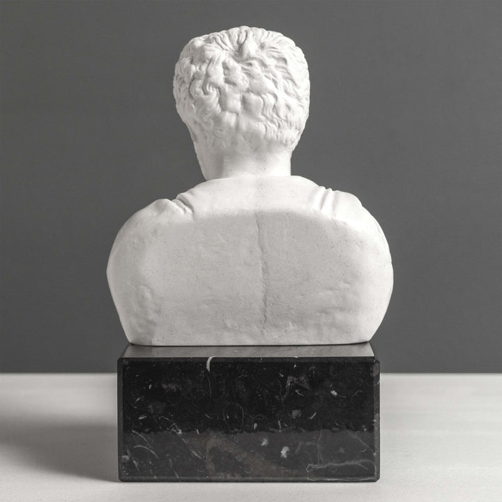 Busto de Marco Aurelio sujetalibros con base de mármol negro