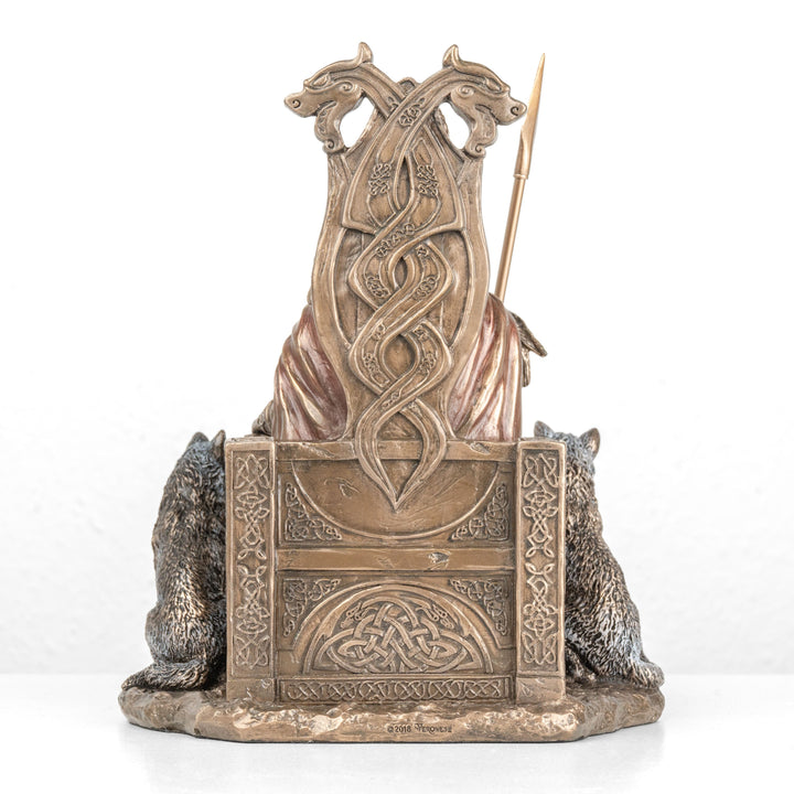 Estatua de Odín en su trono — Padre de los dioses nórdicos (Escultura de bronce fundido en frío)