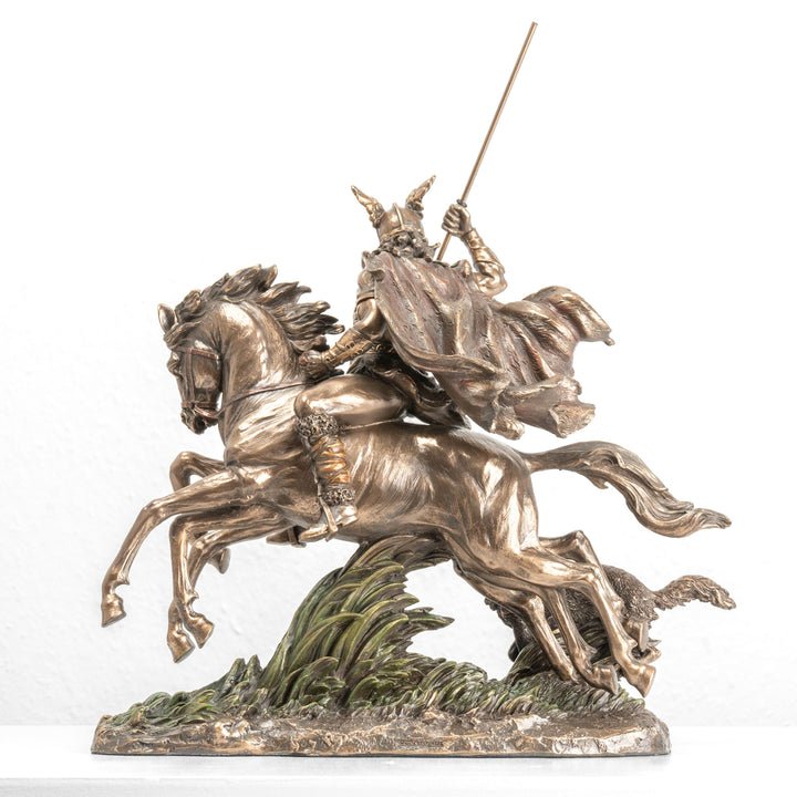 Estatua de Odín montando a Sleipnir — Padre de los dioses nórdicos (Escultura de bronce fundido en frío)