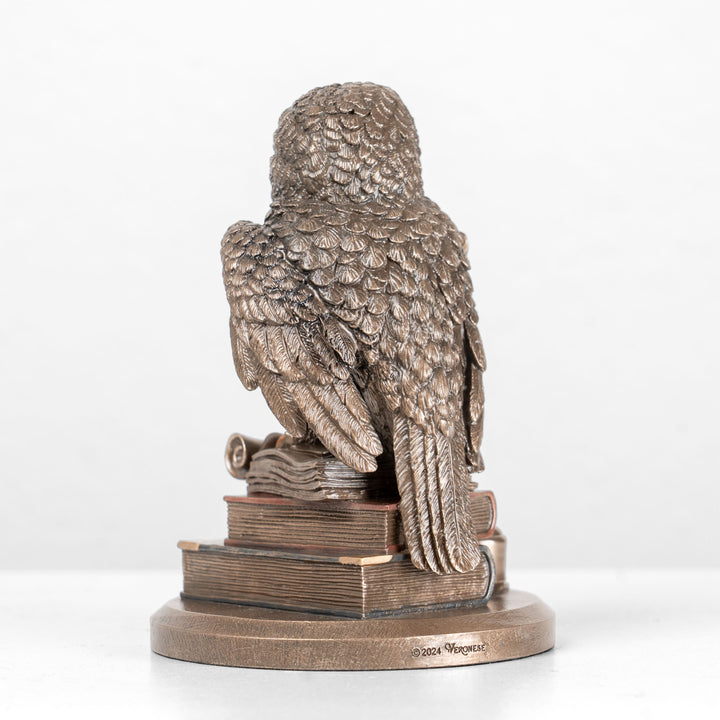 Estatua de búho erudito sobre libros (Escultura de bronce fundido en frío)