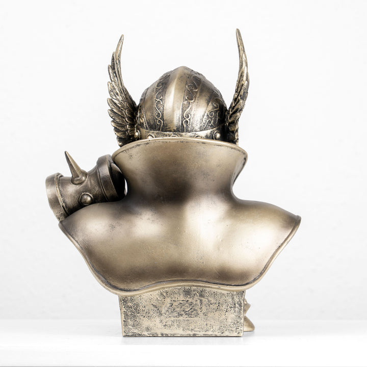 Busto de Thor — Dios nórdico del trueno con Mjölnir (Estatua de bronce fundido en frío)