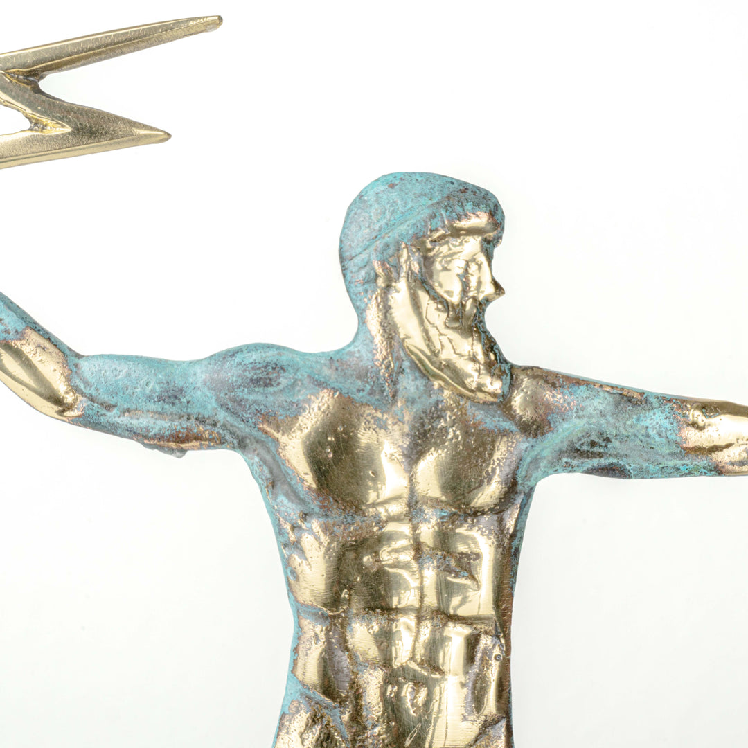 Estatua de Zeus — Dios griego del cielo con rayo (Escultura de latón)