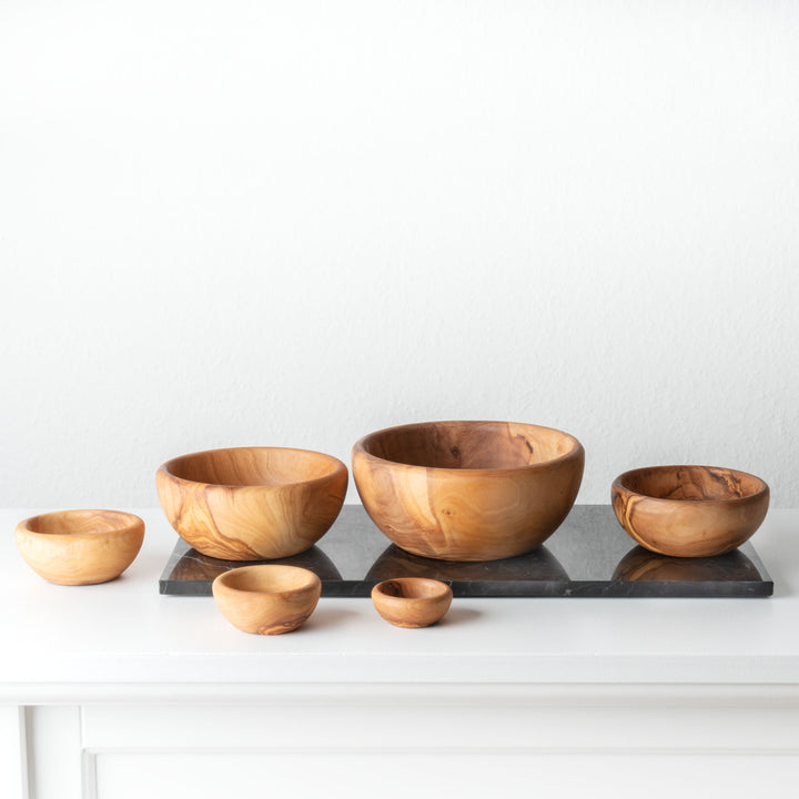 Juego de cuencos de madera de olivo hecho a mano (6 piezas)