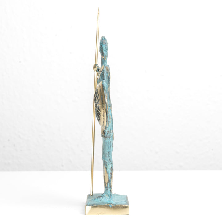 Estatua de Alejandro Magno — Guerrero con lanza y escudo (Escultura de latón)