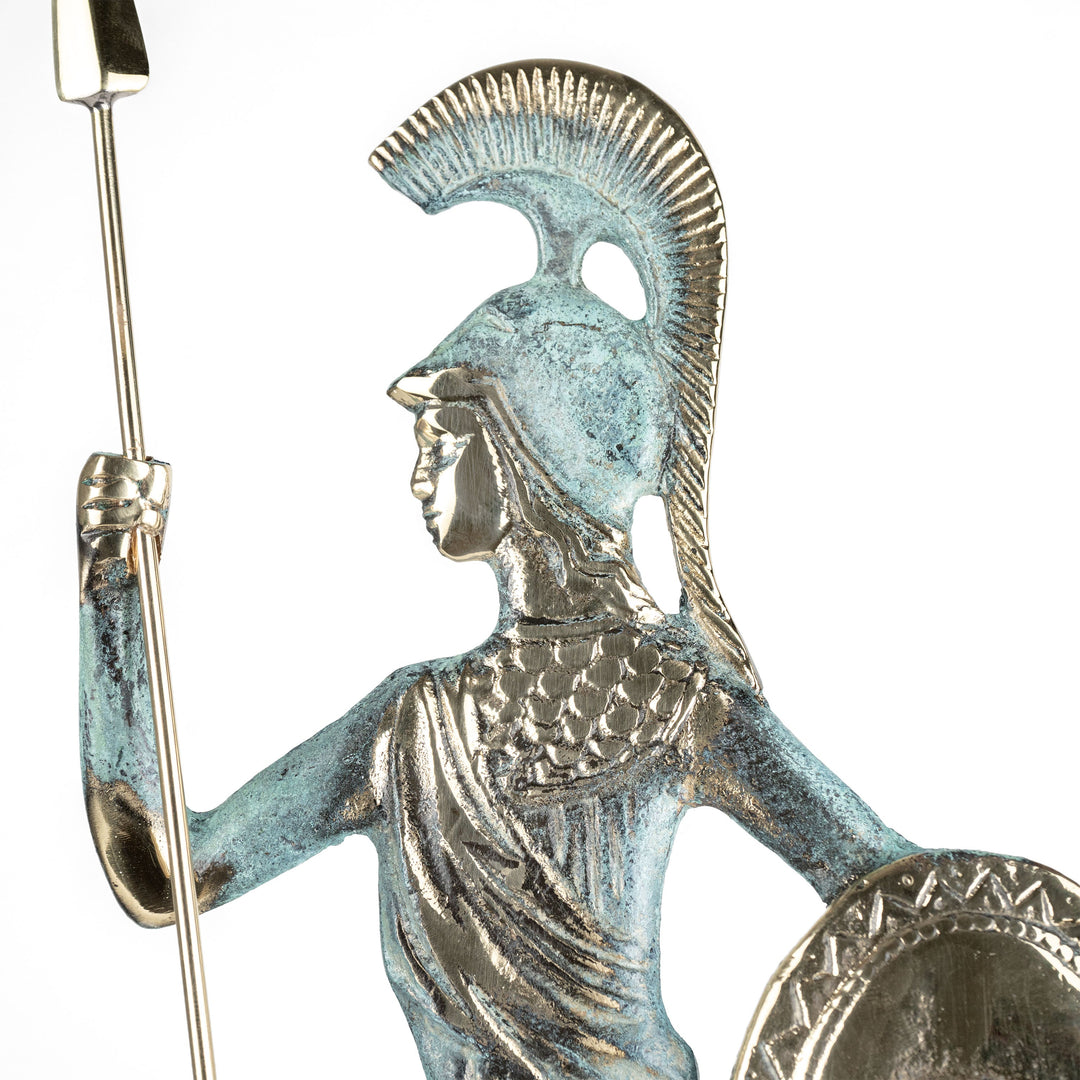 Estatua de Atenea con lanza y escudo (Escultura de latón)