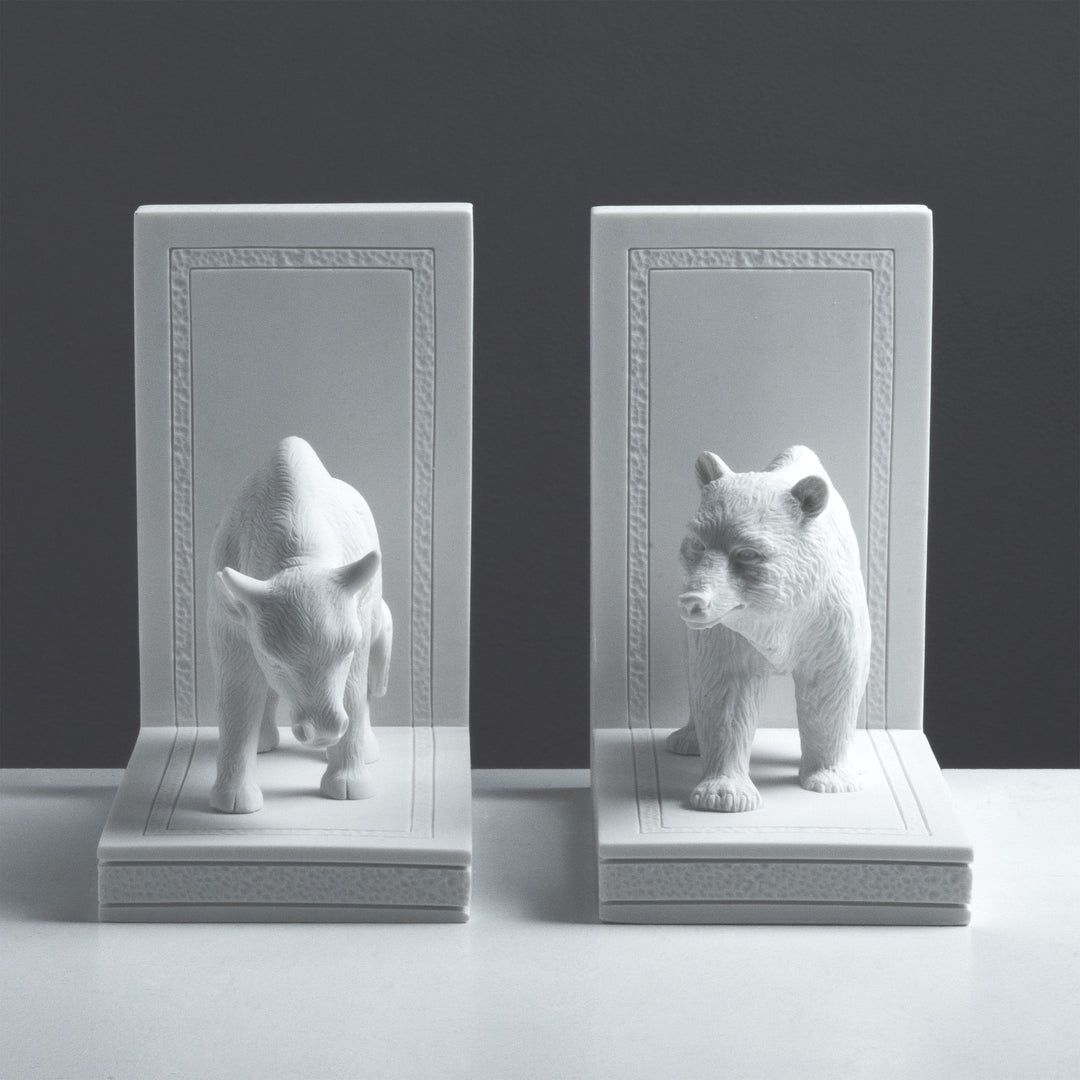 Sujetalibros Toro y Oso — Símbolos de Fuerza y Equilibrio