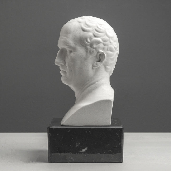 Busto de Cicerón sujetalibros con base de mármol negro