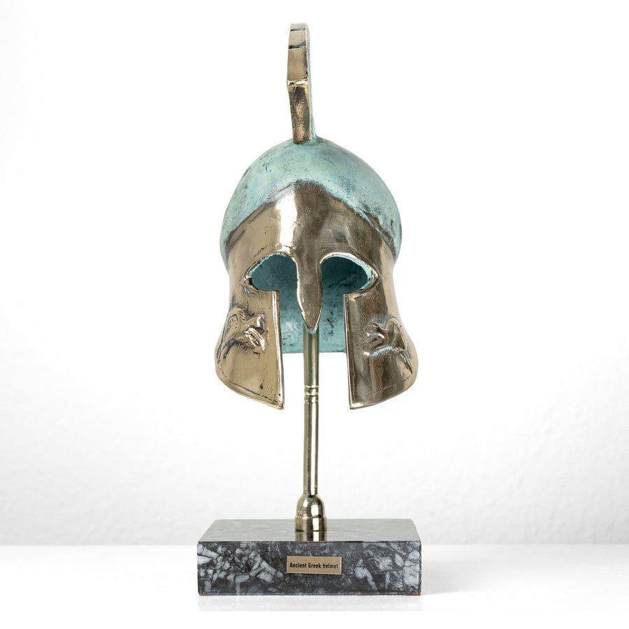 Estatua de casco hoplita griego (Escultura de latón)