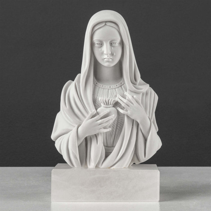 Escultura de busto del Inmaculado Corazón de María (relieve de la Madonna delle Lacrime)