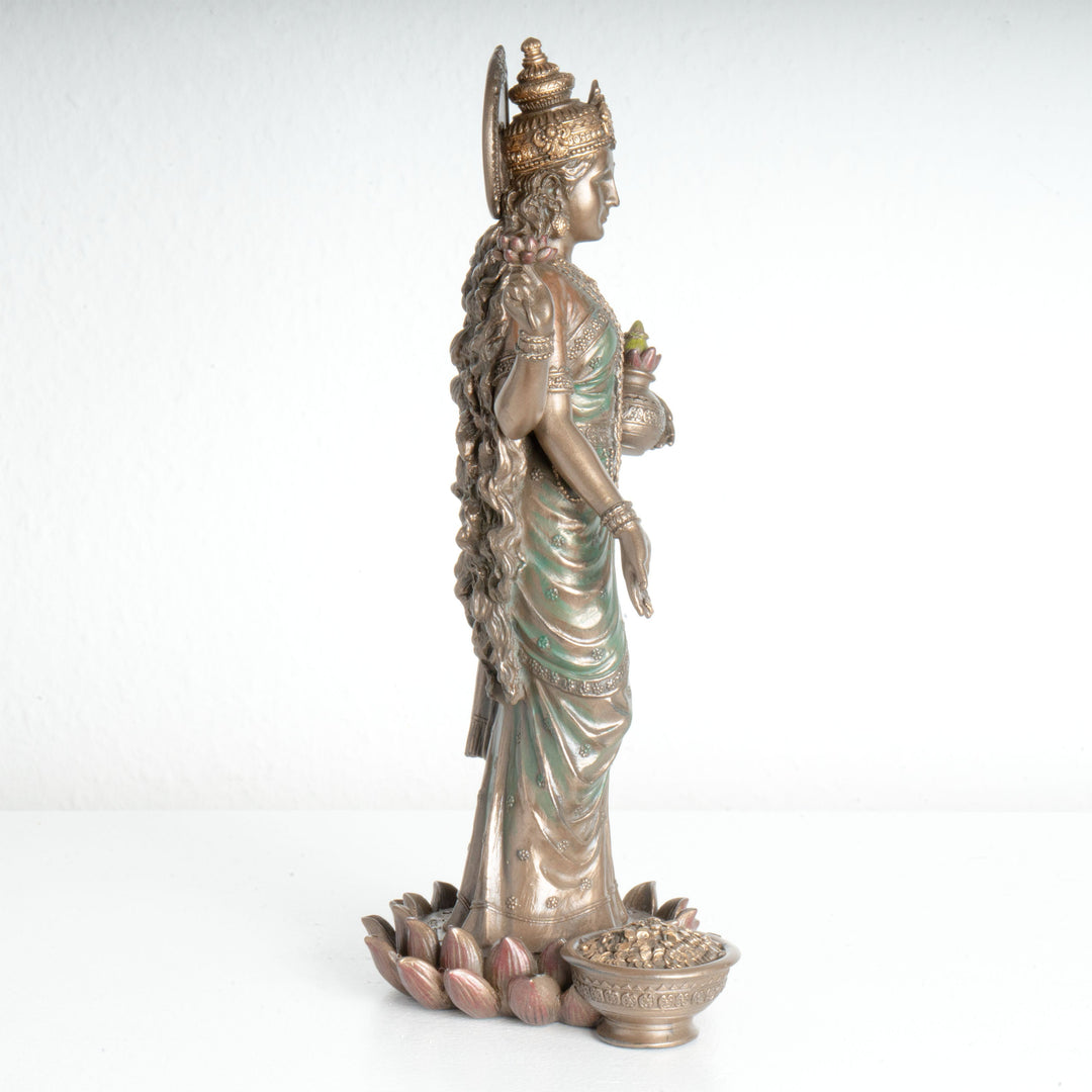 Estatua de la diosa Lakshmi – Símbolo de prosperidad (Escultura de bronce fundido en frío)