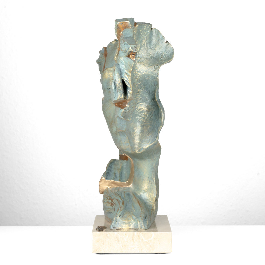 Escultura Amantes "Approaching Kiss" de Anglada sobre Base de Mármol