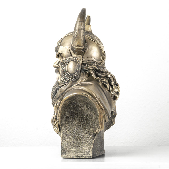 Busto de Odín — Padre de los dioses nórdicos (Estatua con acabado de bronce)