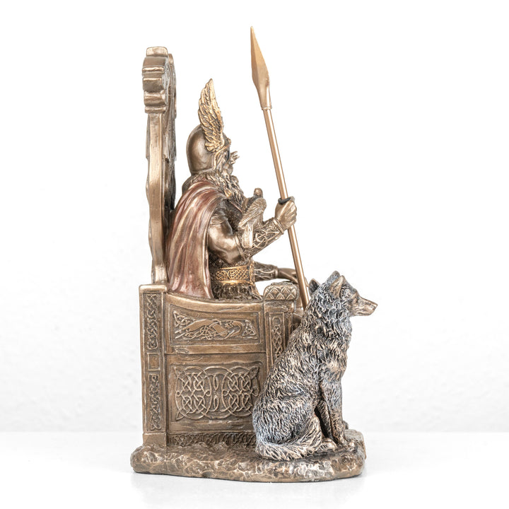 Estatua de Odín en su trono — Padre de los dioses nórdicos (Escultura de bronce fundido en frío)
