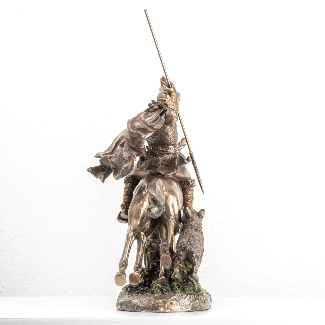 Estatua de Odín montando a Sleipnir — Padre de los dioses nórdicos (Escultura de bronce fundido en frío)