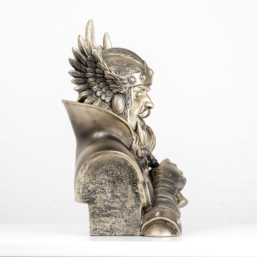 Busto de Thor — Dios nórdico del trueno con Mjölnir (Estatua de bronce fundido en frío)