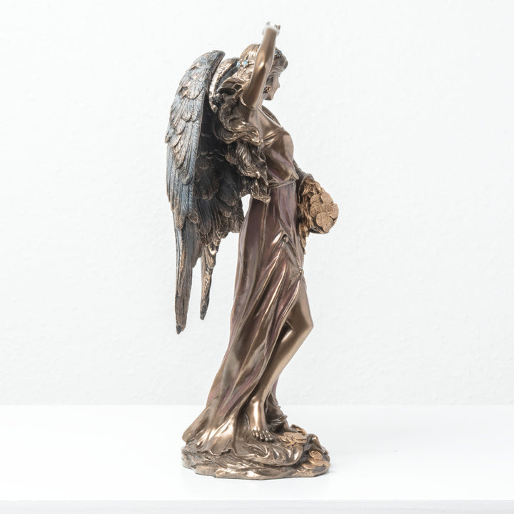 Estatua de Fortuna Alada con Cuerno de la Abundancia (Escultura de bronce frío)
