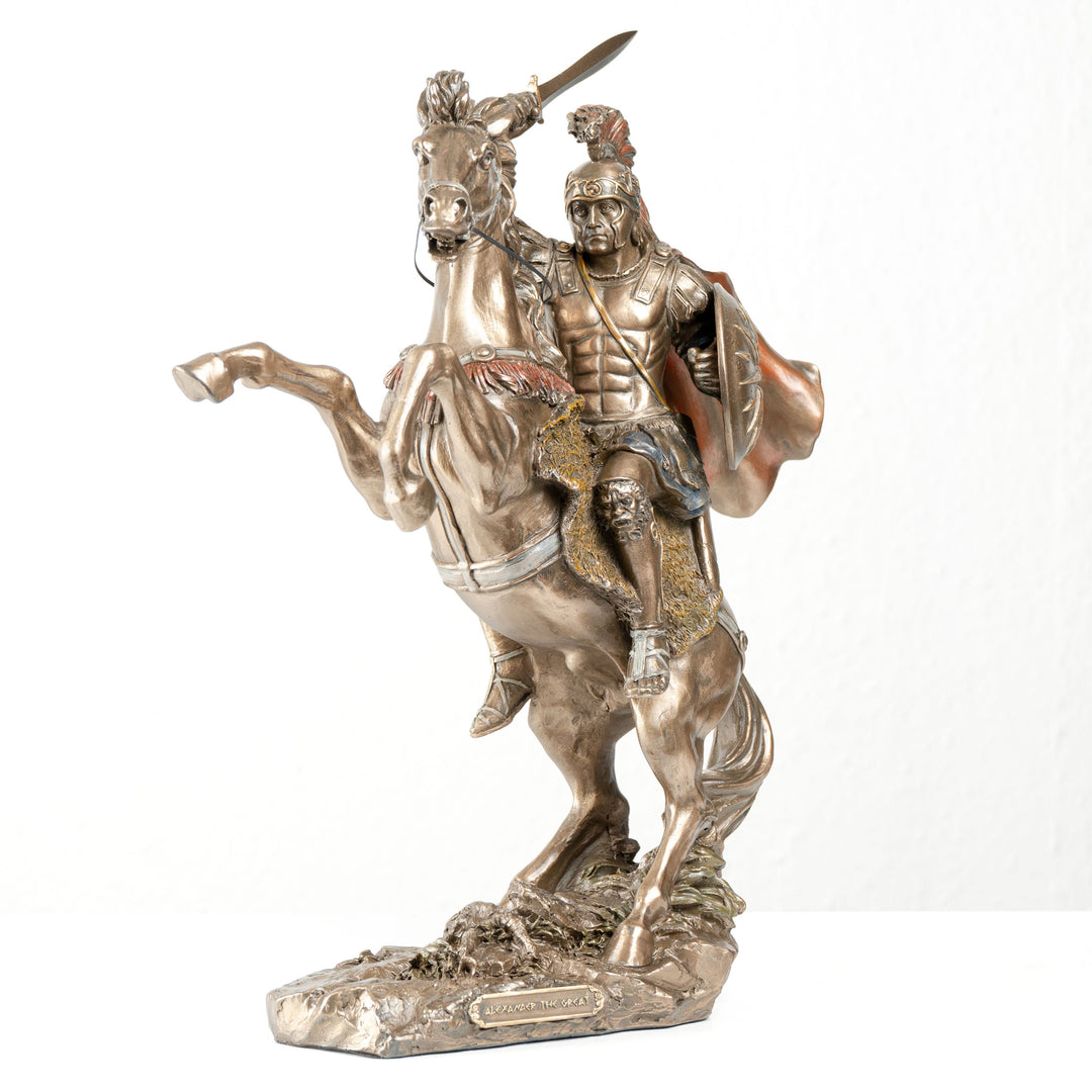 Estatua de Alejandro Magno a caballo (escultura de bronce moldeado en frío)