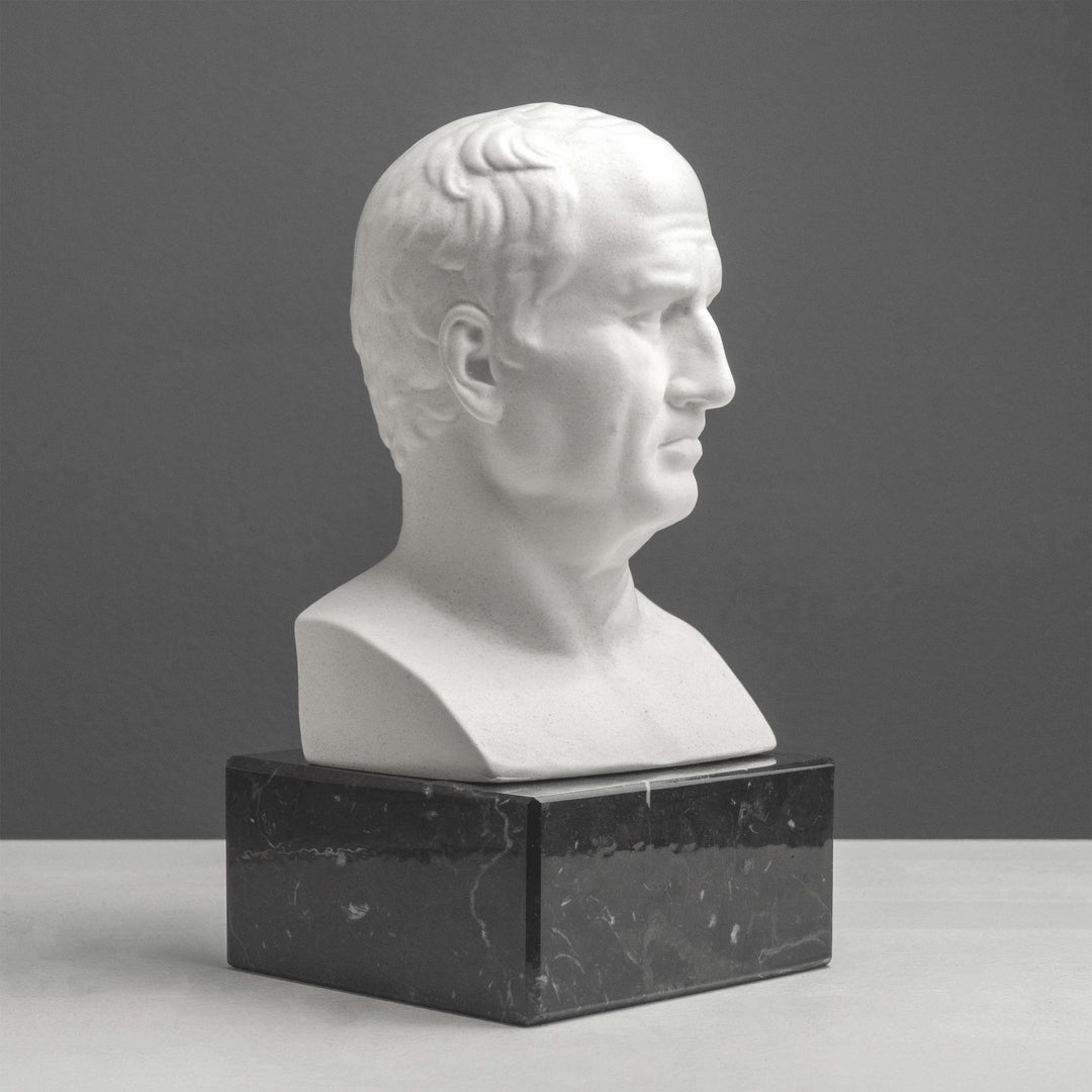 Busto de Cicerón sujetalibros con base de mármol negro