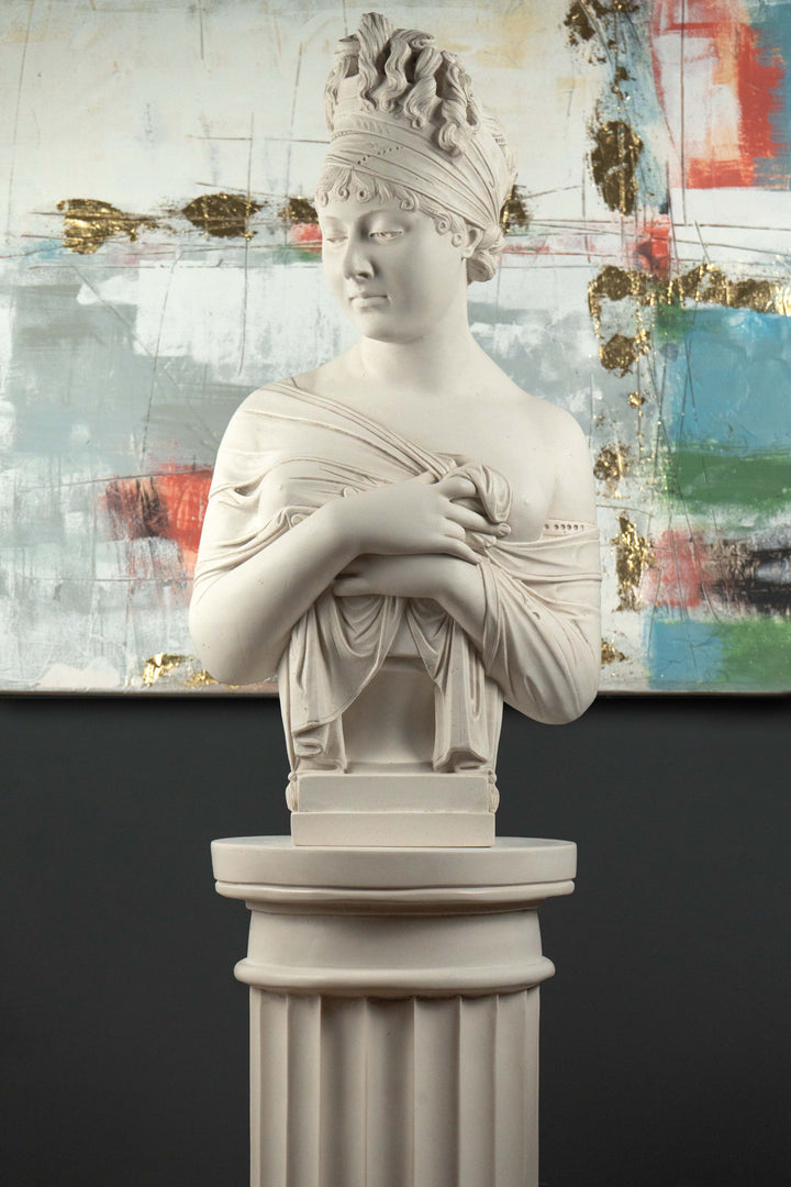 Columna estriada para busto – Pedestal decorativo clásico en blanco