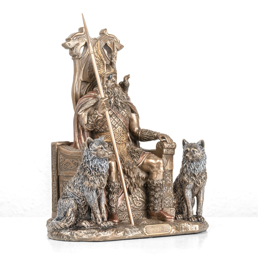 Estatua de Odín en su trono — Padre de los dioses nórdicos (Escultura de bronce fundido en frío)