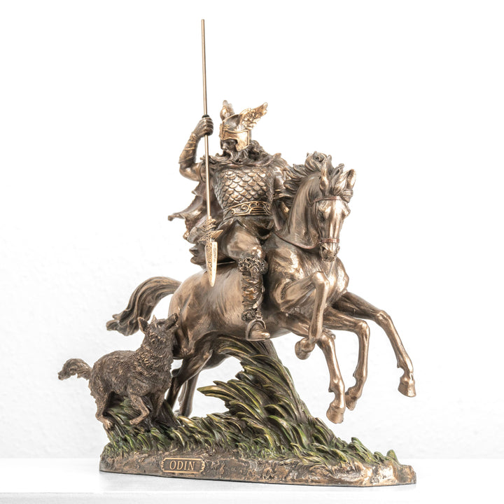 Estatua de Odín montando a Sleipnir — Padre de los dioses nórdicos (Escultura de bronce fundido en frío)