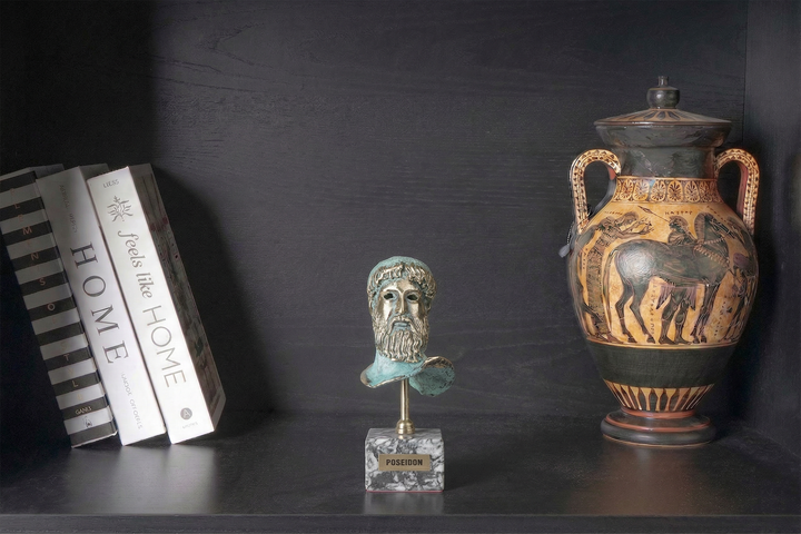 Estatua de busto de Poseidón — dios griego del mar (Escultura de latón)