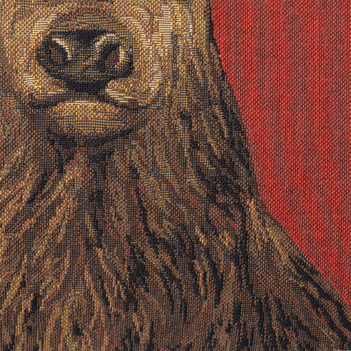 Cojín Rojo con Motivo de Ciervo (Tejido Gobelino)