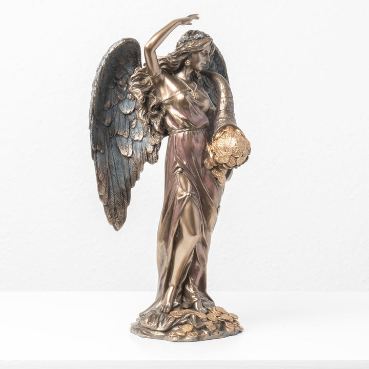 Estatua de Fortuna Alada con Cuerno de la Abundancia (Escultura de bronce frío)