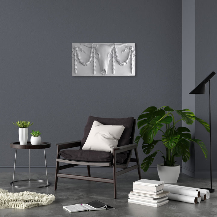 Decoración mural de cráneo de buey – Bajorrelieve clásico