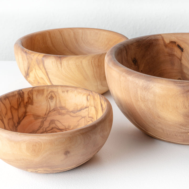 Juego de cuencos de madera de olivo hecho a mano (6 piezas)