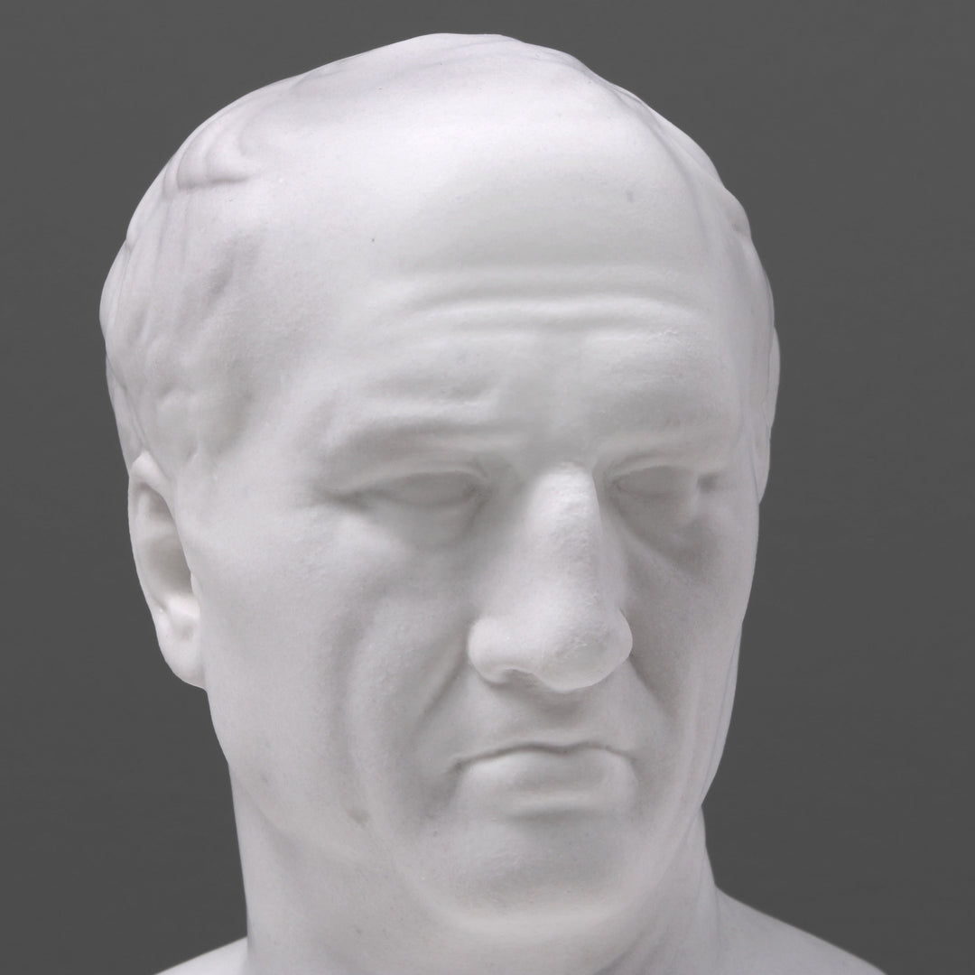 Busto de Cicerón sujetalibros con base de mármol negro