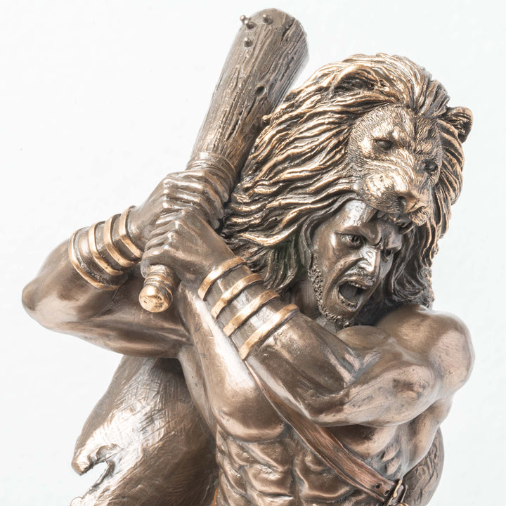 Estatua de Hércules con la Piel del León de Nemea y su Maza (Escultura de bronce frío)
