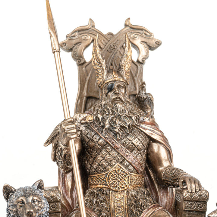 Estatua de Odín en su trono — Padre de los dioses nórdicos (Escultura de bronce fundido en frío)
