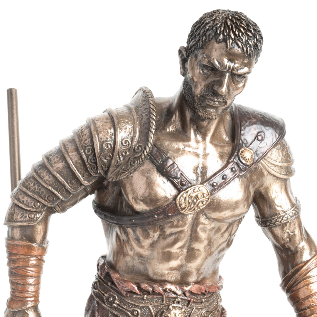 Estatua del Gladiador Retiarius – Maestro de la Red y el Tridente (Escultura en Bronce Fundido en Frío)