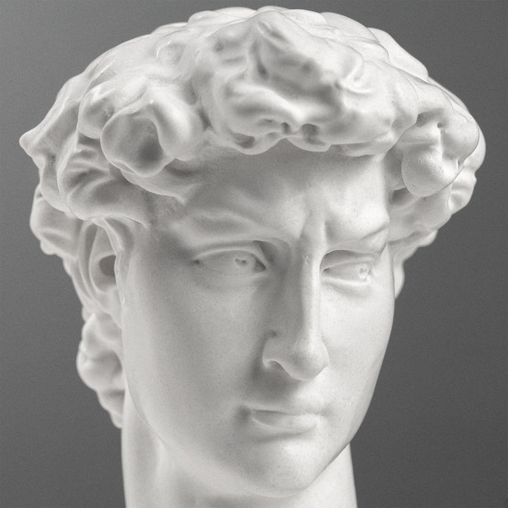 Busto de David de Miguel Ángel con base de mármol negro (Pequeño)