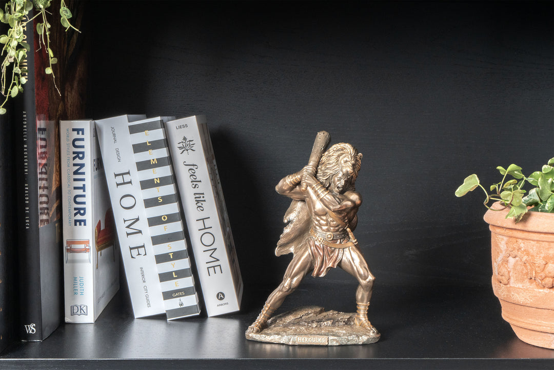 Estatua de Hércules con la Piel del León de Nemea y su Maza (Escultura de bronce frío)