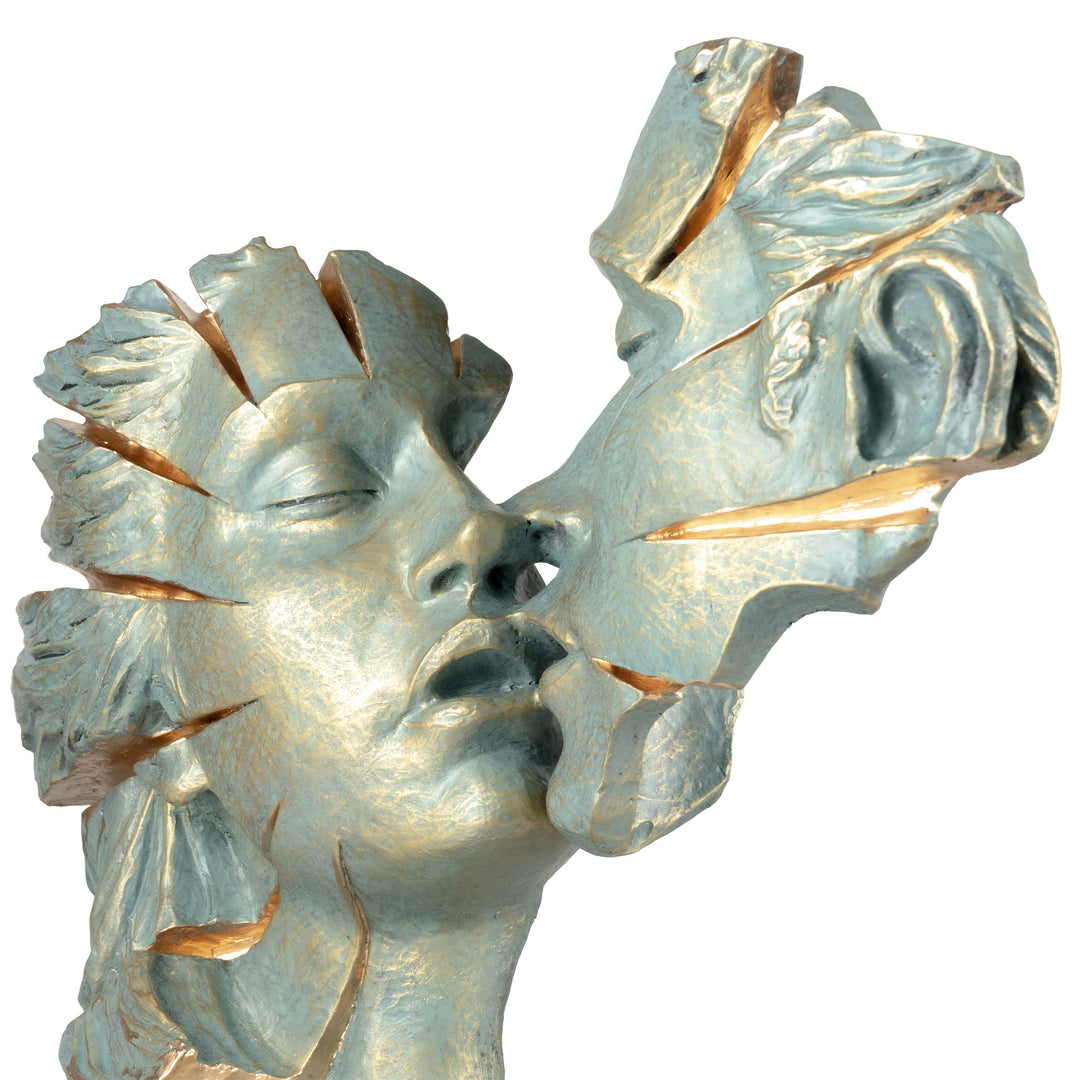 Escultura Amantes "Approaching Kiss" de Anglada sobre Base de Mármol