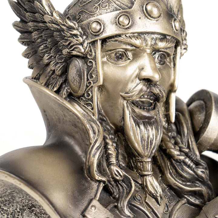 Busto de Thor — Dios nórdico del trueno con Mjölnir (Estatua de bronce fundido en frío)