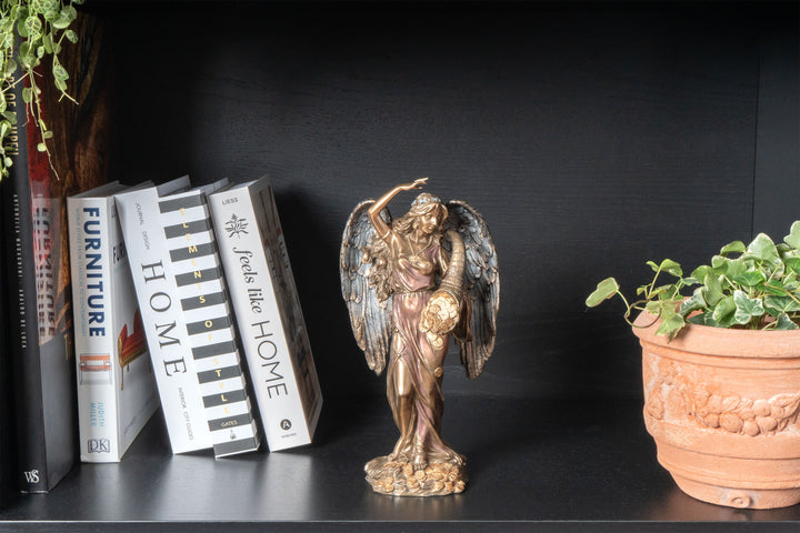 Estatua de Fortuna Alada con Cuerno de la Abundancia (Escultura de bronce frío)