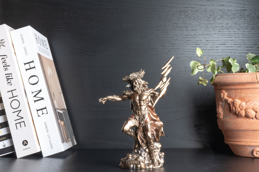 Estatua del Dios Griego Zeus – Rey del Olimpo (Escultura en Bronce Fundido en Frío)