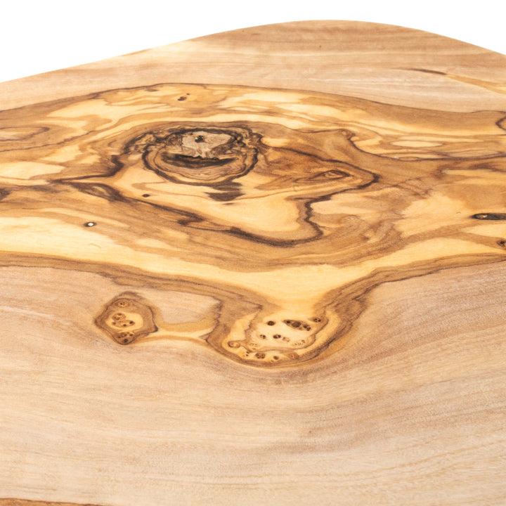 Juego de tablas de cortar con canal irregular de madera de olivo hecho a mano (2 piezas)