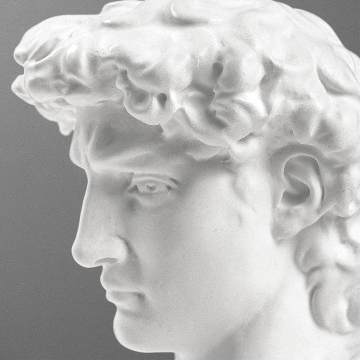 Busto de David de Miguel Ángel con base de mármol negro (Pequeño)