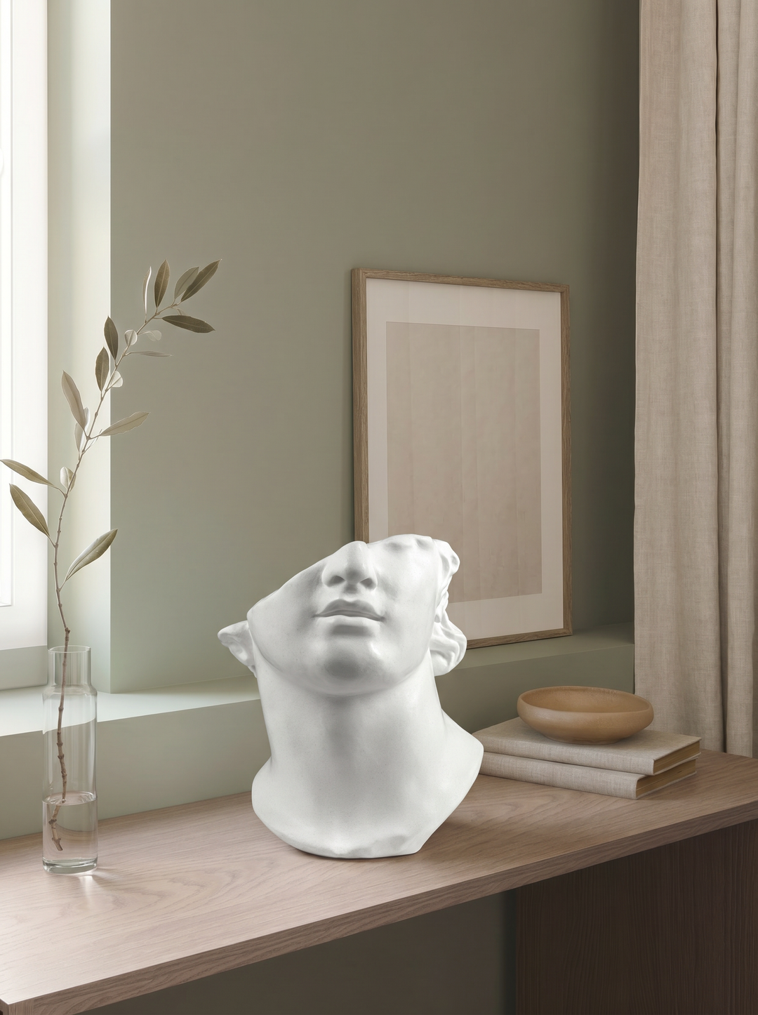 Escultura Fragmento del Busto de Apolo – Inspirada en la Cabeza Colosal de un Joven