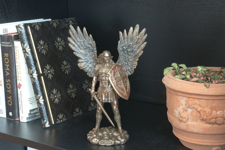 San Miguel Arcángel Escultura – Defensor del Cielo (Estatua de Bronce Fundición en Frío, Pequeña)