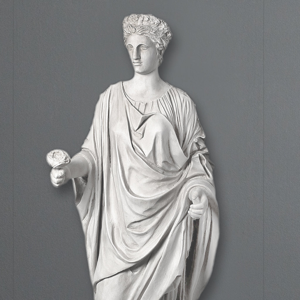 Estatua de Venus con rosa - Escultura de jardín a tamaño real (grande)