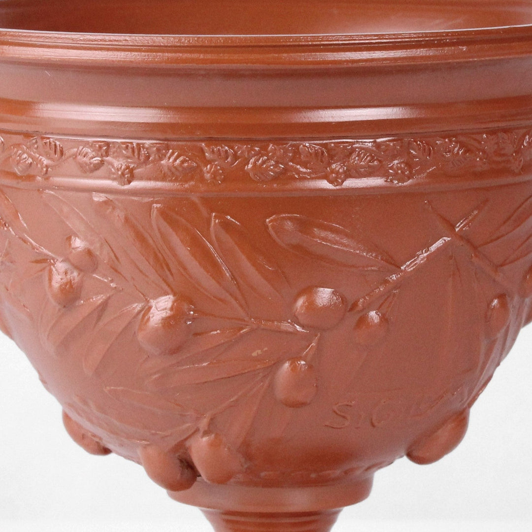 Copa de cerámica romana con relieve de olivos