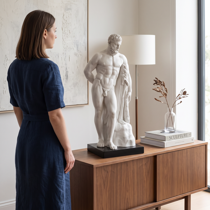 Estatua de Hércules Farnesio con base negra