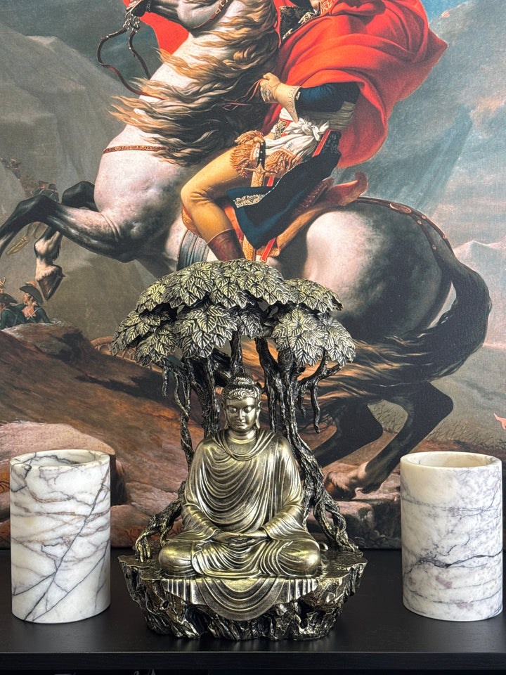 Estatua de Buda bajo el Árbol Bodhi (Acabado en Bronce)